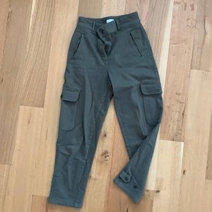 High waisted khaki cargo pants